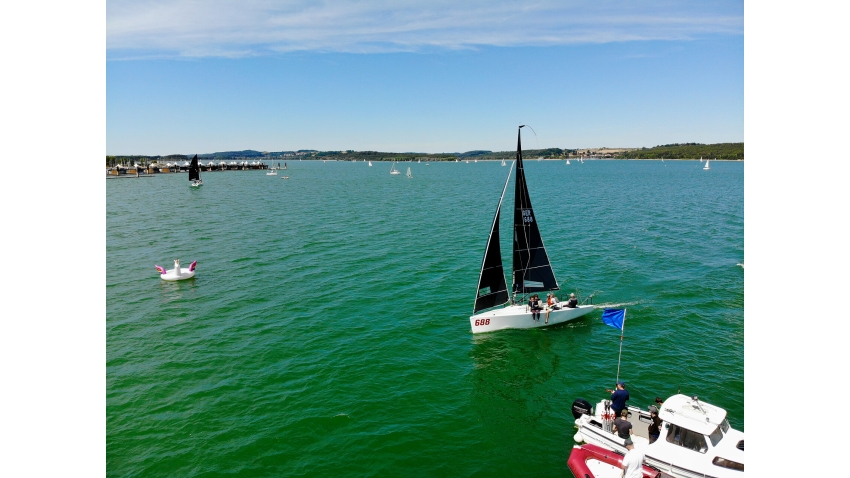 Jörg TILLMANNS' Seven Seas GER688 with Sabine TILLMANNS, Leon GÖBL, Christian GÖBL and Jakob TILLMANNS at the Melges 24 German Open 2022