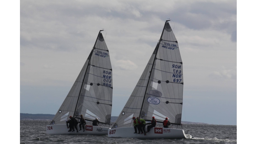 Kristoffer Spone’s  Helly Hansen II Lisa NOR697  and Kristian Nergaard’s Helly Hansen NOR600 at the 2022 Melges 24 Norwegian Nationals