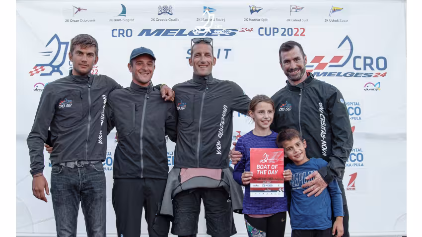 Universitas Nova CRO567 of Ivan Kljaković Gašpić with Marin Golem, Filip Miroic, Sime Markic and Mia Kljakovic Gaspic - the winners of the 2022 CRO Melges 24 Cup 6th event - Labud CRO Melges 24 Cup in Split