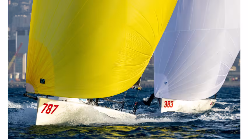 Blow NOR787 of Peder Nergaard with Morten Helgesen, Petrus Eide, Eivind Rubinstein at the Melges 24 European Championship 2022 in Genova