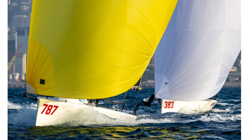 Blow NOR787 of Peder Nergaard with Morten Helgesen, Petrus Eide, Eivind Rubinstein at the Melges 24 European Championship 2022 in Genova