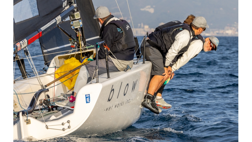 Blow NOR787 of Peder Nergaard with Morten Helgesen, Petrus Eide, Eivind Rubinstein at the Melges 24 European Championship 2022 in Genova