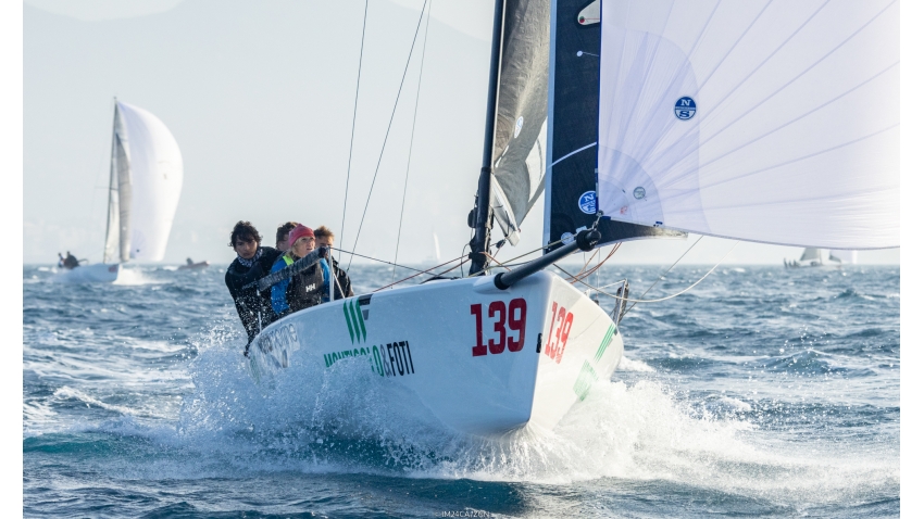 AleAli EUROCART ITA139 of Barbara Bomben with  Gianfranco Noe, Dean Bassi, Francesco Crichiutti, Federico Borghi - 3rd Corinthian at the 2022 Melges 24 European Championship in Genoa