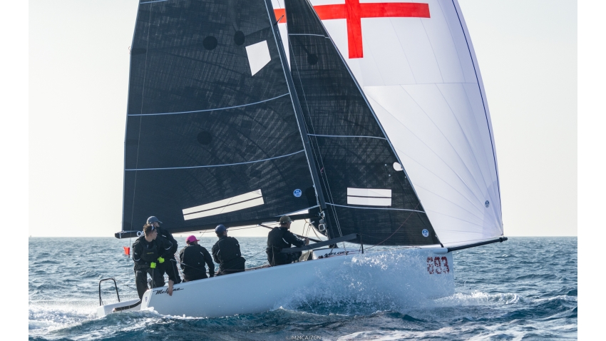 Melgina ITA693 of Paolo Brescia with Simon Sivitz Kosuta, Jas Farneti, Jan Bassi and Stefano Orlandi - Melges 24 European Bronze 2022 in Genoa