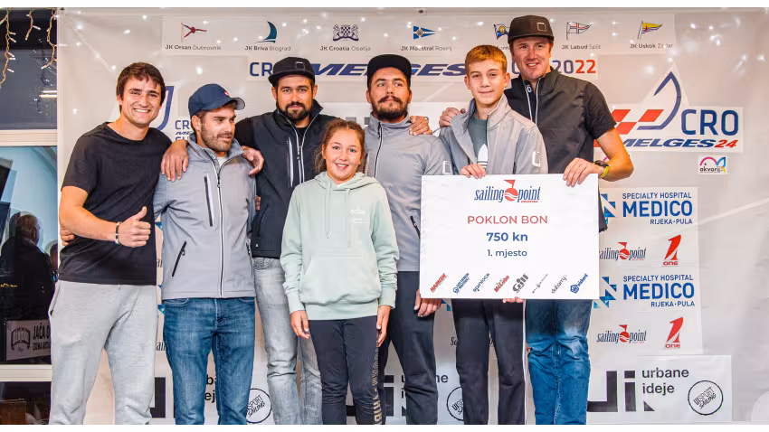 Mataran 24 CRO383 of Ante Botica with Ivo Matić, Mario Škrlj, Damir Civadelić and Bruna Princivali - Melges 24 Croatian Champions 2022