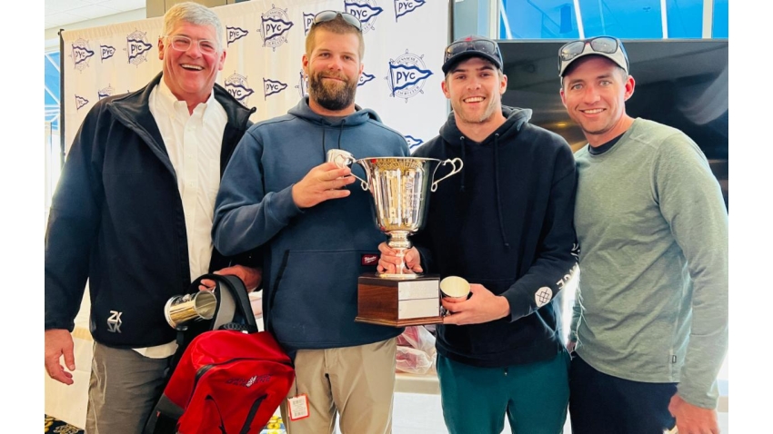 Brian Porter at the helm of Full Throttle won his 9th Melges 24 U.S National Championship on Pensacola Bay in Florida. From left to right: Brian Porter, Bri Porter, RJ Porter and Matt Woodworth.