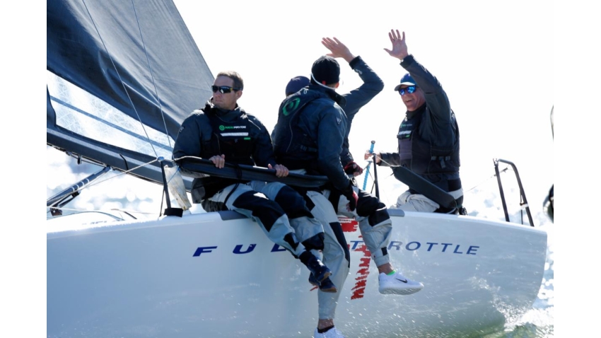 Brian Porter at the helm of Full Throttle won his 9th Melges 24 U.S National Championship on Pensacola Bay in Florida. From left to right: Brian Porter, Bri Porter, RJ Porter and Matt Woodworth.