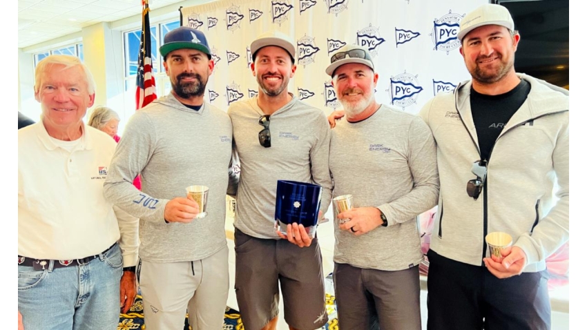 Second overall, Laura Grondin's Dark Energy B Team. From left to right, PRO Hal Smith, Mike Buckley, Taylor Canfield, John Bowden and Scott Ewing.