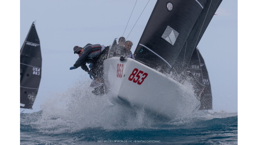 Runner-up of the Melges 24 North American Championship 2019 Richard Reid on his Zingara CAN853 at the Melges 24 Worlds 2022 in Ft. Lauderdale FL USA 