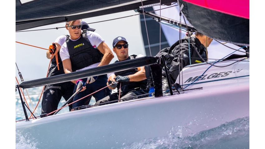 Paolo Brescia's Melgina ITA693 team with Simon Sivitz Kosuta, Jas Farneti, Stefano Orlandi and Ariberto Strobino - 2020 Melges 24 Italian Championship in Torbole, Italy