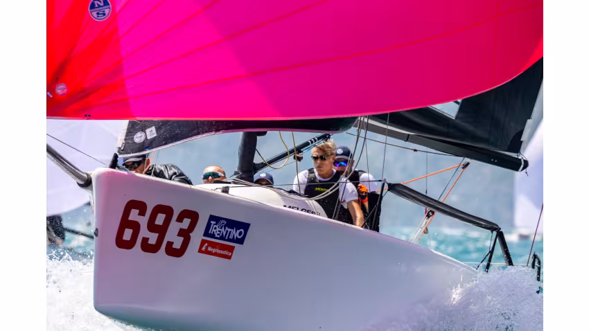 Paolo Brescia's Melgina ITA693 team with Simon Sivitz Kosuta, Jas Farneti, Stefano Orlandi and Ariberto Strobino - 2020 Melges 24 Italian Championship in Torbole, Italy