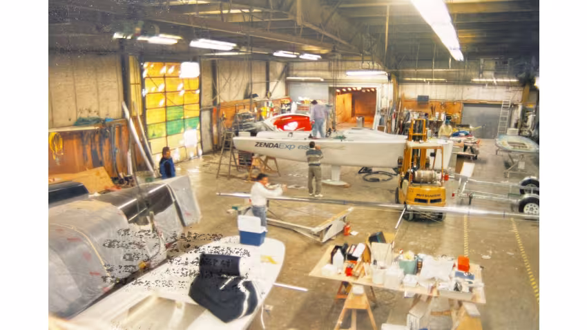 Original factory images taken in Zenda show the Melges 24 being prepared to wow in Key West in January 1993.