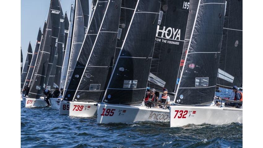 Crowded start on Race Day Two - Melges 24 World Championship 2023 - Middelfart, Denmark 