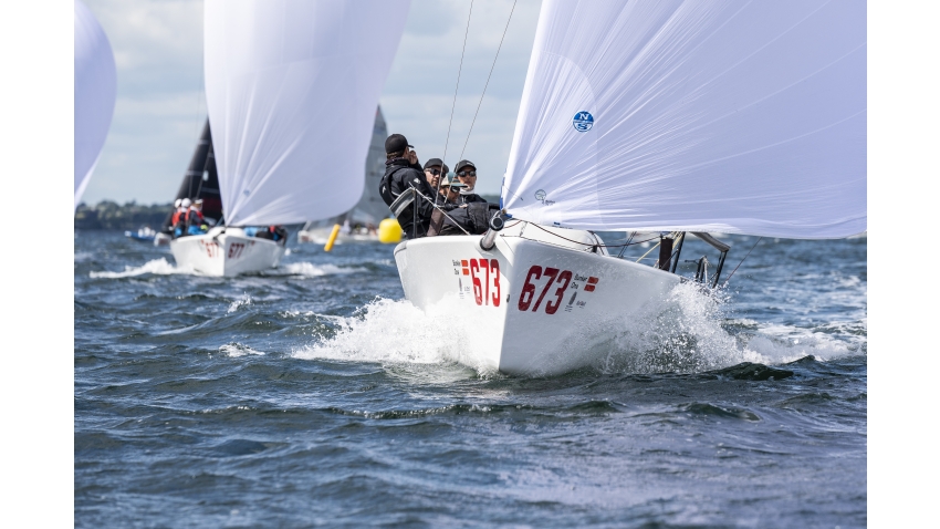 A "bullet-team" NEFELI of Peter Karrie (GER) with Niccolo Bianchi, Alessandro Franci, Saverio Cigliano and Alessandro Saettone takes two more bullets on Final Day to post four wins in total - Me﻿lges 24 World Championship 2023 - Middelfart, Denmark