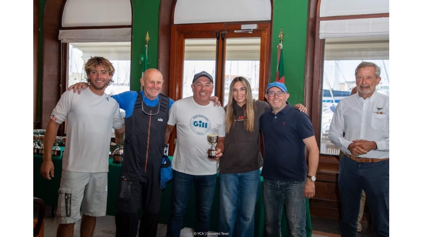 Miles Quinton’s Gill Race Team (GBR) with Geoff Carveth steering, with Dave Chisholm, Finn Dickinson and Sara Zuppin in crew
