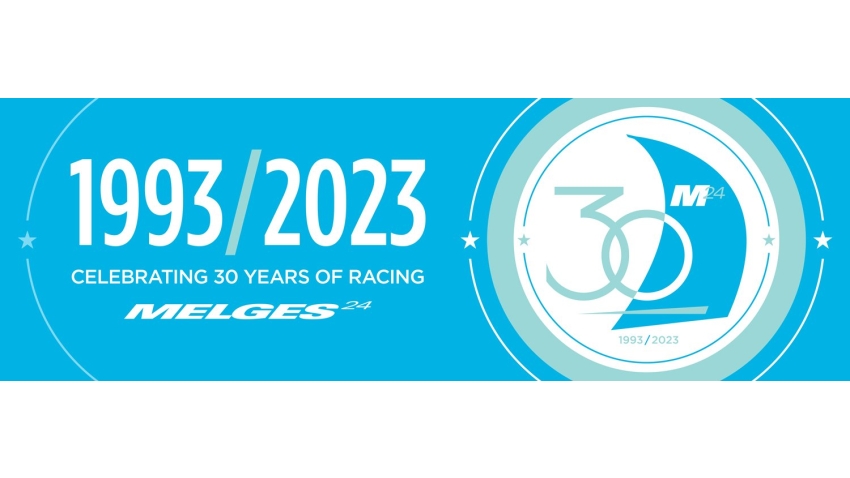 Melges 24 30th-Anniversary boom sticker