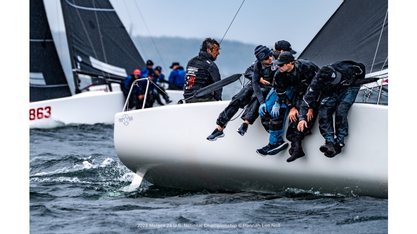 Knocky Knocky USA820 of Bora Gulari with Norman Berge, Kyle Navin, Augie Dale and Nick Ford - 2023 Melges 24 U.S. Nationals