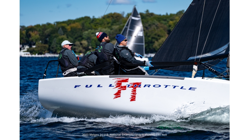 Brian Porter at the helm of FULL THROTTLE USA849 with his ‘boys’: Bri Porter, RJ Porter and Matt Woodworth as crew - 2023 Melges 24 U.S. National Champions