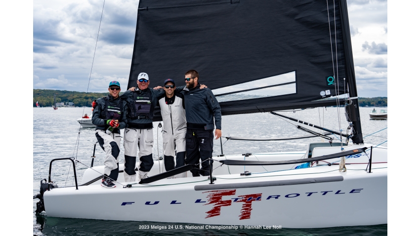 Brian Porter at the helm of FULL THROTTLE USA849 with his ‘boys’: Bri Porter, RJ Porter and Matt Woodworth as crew - 2023 Melges 24 U.S. National Champions