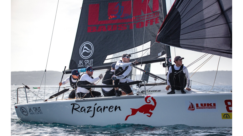 The overwhelming winner of the Melges 24 Split regatta, Lukasz Podniesinski’s Razjaren CRO867, steered by Ante Cesic