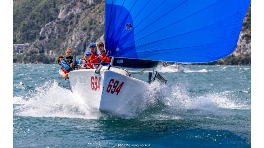Gill Race Team (GBR) of Miles Quinton, steered by Geoff Carveth, is the second-best Corinthian team and overall fourth of the 2023 Melges 24 European Sailing Series - Riva del Garda, Italy, July 2023 