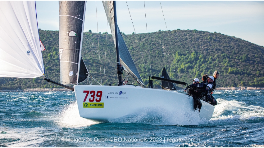 Panjic CRO739 of Luka Sangulin with Tomislav Basic, Noa Sangulin, Helena Puric and Duje Frzop - CRO Melges 24 Championship - Trogir 2023