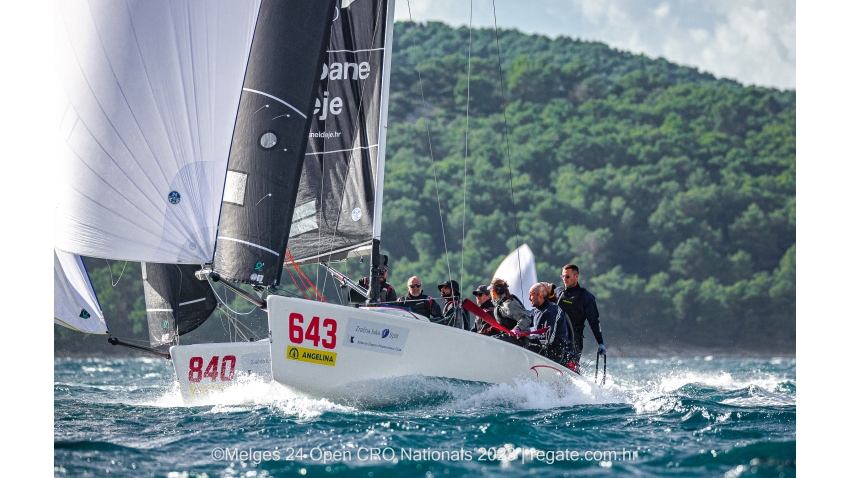 Tutta Forza CRO643 of Jakov Sokota with Niko Jakovcev, Luka Jakovcev, Marin Jakovcev,  Lovre Grzunov, Maris Bašić - CRO Melges 24 Championship - Trogir 2023