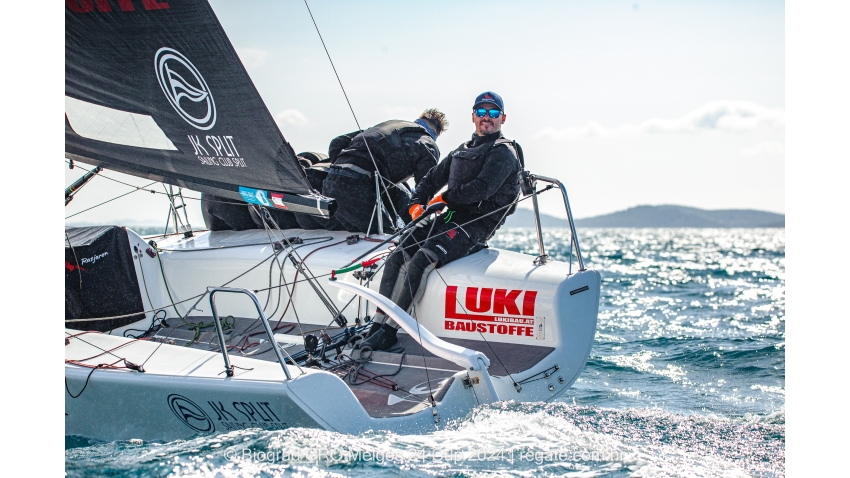 Ante Cesic steering Razjaren CRO867 of Lukasz Podniesinski - CRO Melges 24 Cup 2024 Biograd