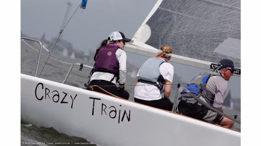 Father-daughter team Pat Croke and Brigette Croke sailing on Crazy Train/USA 155