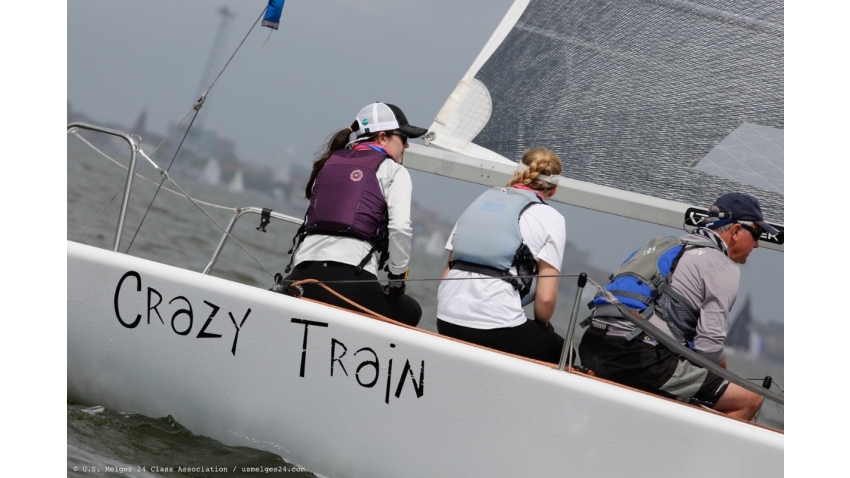 Father-daughter team Pat Croke and Brigette Croke sailing on Crazy Train/USA 155