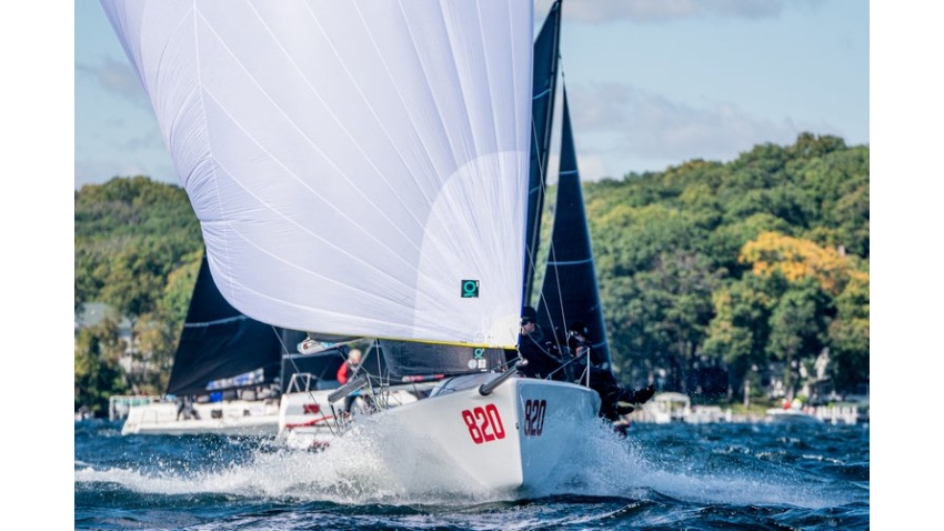 2024 Bacardi Winter Series Champion Bora Gulari on Kingspoke races his Melges 24 to the max on Lake Geneva last Fall in Fontana, WI at Nationals.