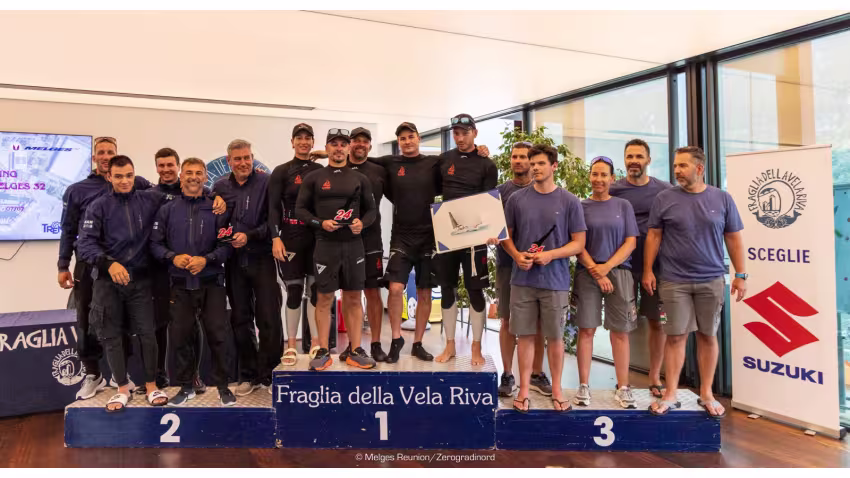 Overall podium of the Melges 24 regatta - Riva, Italy, July 2024