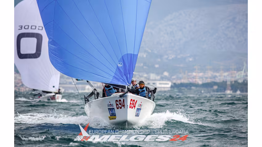 Miles Quinton's Zhik Race Team GBR694 with Geoff Carveth helming