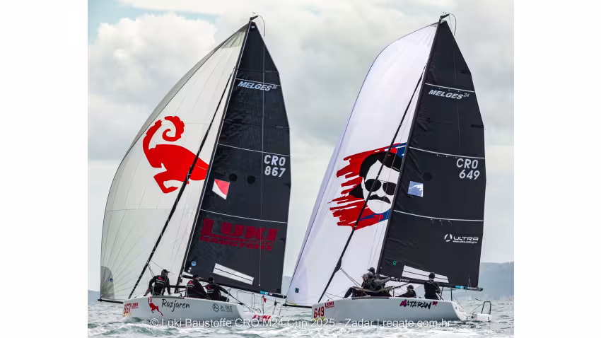 Lukasz Podniesinski's Razjaren CRO867 with Ante Cesic on the helm and Ivo Matic' Mataran 24 CRO649 with Ante Botica helming - Luki Baustoffe CRO M24 Cup 2025 - Zadar