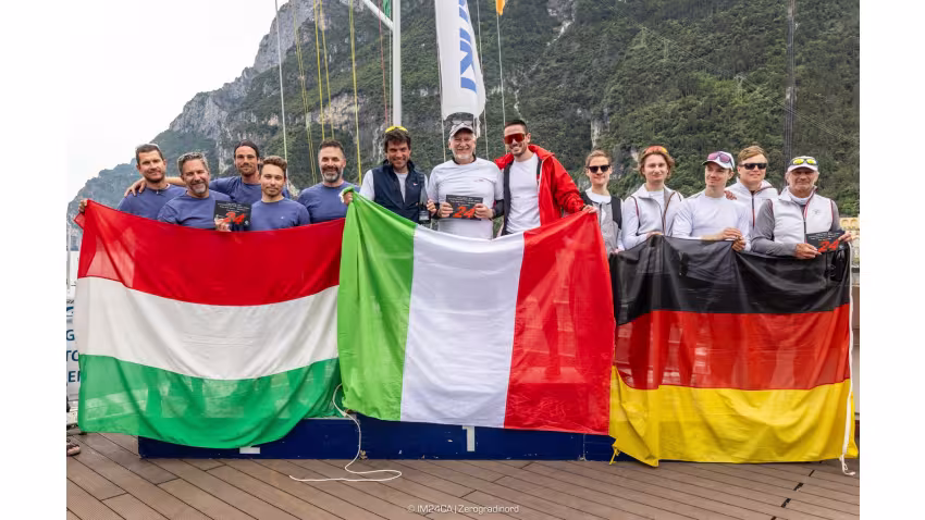 Corinthian podium: Taki 4 (ITA), Chinook (HUN), White Room (GER) - 2025 Melges 24 European Sailing Series / Italian Open Championship