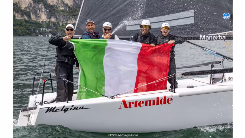 Paolo Brescia's Melgina ITA854 with Simone Ferrarese, Jas Farneti, Matija Succi and Filippo Vulcanile - 2025 Melges 24 European Sailing Series / Italian Open Championship 