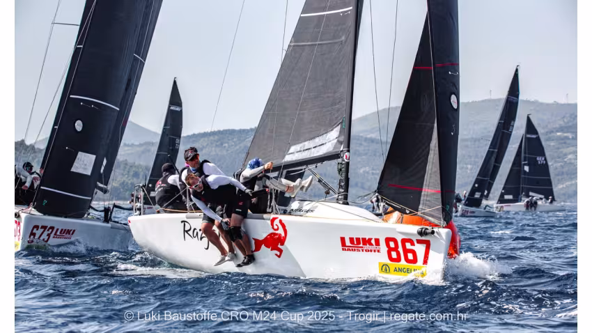 Lukasz Podniesinski's Razjaren CR0867 with Ante Cesic at the helm - Luki Baustoffe CRO Melges 24 Cup 2025 - Trogir | Melges 24 European Sailing Series 2025 