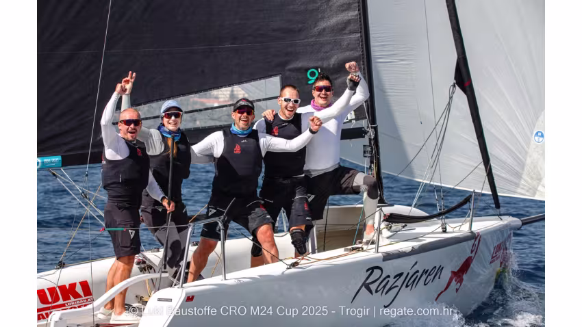 Lukasz Podniesinski's Razjaren CR0867 with Ante Cesic at the helm - Luki Baustoffe CRO Melges 24 Cup 2025 - Trogir | Melges 24 European Sailing Series 2025