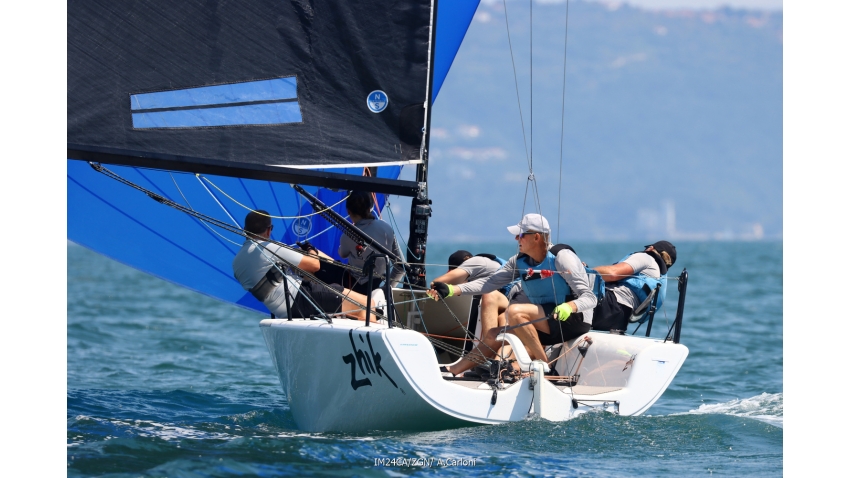 Miles Quinton's Zhik Race Team GBR694 with Geoff Carveth helming - 2025 Melges 24 European Sailing Series - 2025 Trofeo Gaudi - Monfalcone, Italy