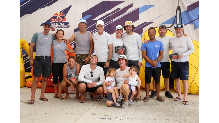 Overall podium in Monfalcone: Paolo Brescia's Melgina ITA, Michele Paoletti's Strambapapa ITA, and Peter Karrie's Nefeli GER - 2025 Melges 24 European Sailing Series - 2025 Trofeo Gaudi - Monfalcone, Italy