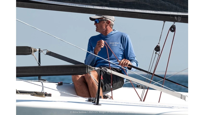 John Poulson helming his LONG SHOT (USA737) - Melges 24 U.S. National Championship 2025 - Pensacola, FL, USA