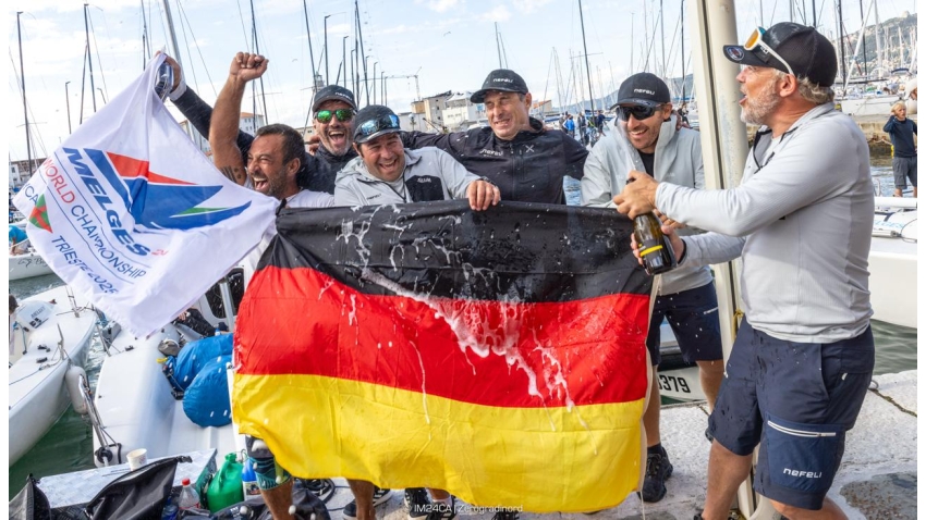 NEFELI GER673 - Melges 24 World Champion 2025 -  Peter Karrie, with Alessandro Franci, Niccolò Bianchi, Saverio Cigliano, and Karlo Hmeljak, supported by coach Simon Sivitz Kosuta