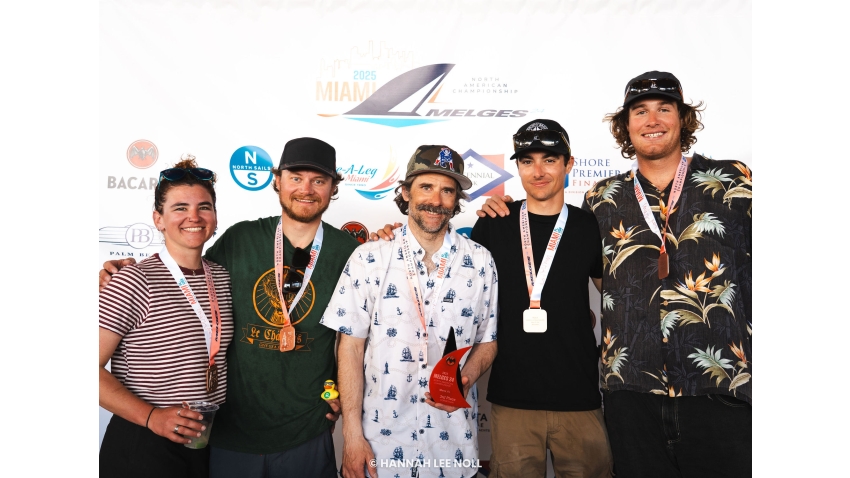 Matt Hamilton with Sarah Scoffone, Ryan Conner, Guthrie Goss and Paul Harteck of CHOP CHOP USA798 - Melges 24 North American Championship 2025, Bacardi Winter Series 2026 Event No 1 - Miami, FL, USA