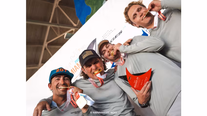 Melges 24 North American Corinthian Champions 2025 - Eddie Gary with Ben Moon, Travis Carlisle, Doug Nickel and Tyler Mowry of TROUBLEMAKER USA811 - Melges 24 North American Championship 2025, Bacardi Winter Series 2026 Event No 1 - Miami, FL, USA