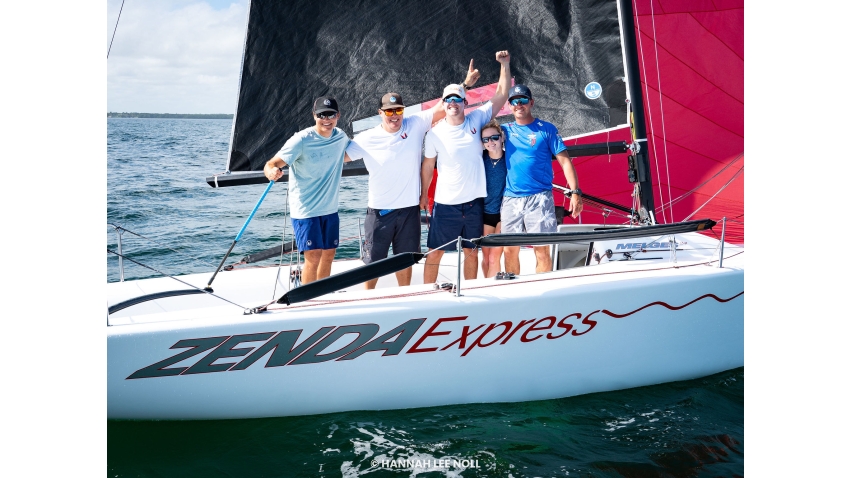 Harry Melges IV, Allan Terhune, Ripley Shelley, Will Huerth, and Colleen O'Brien on ZENDA EXPRESS USA866 - Melges 24 North American Champions 2025