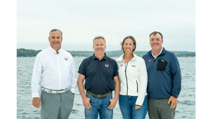 (l to r) Melges Performance Sailboats President, Andy Burdick, Harry Melges III, Cate Muller-Terhune, Allan Terhune, Jr