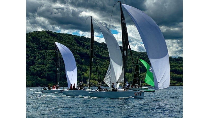 WHITE ROOM GER677 of Michael Tarabochia in front of the fleet - Melges 24 Austrian Open 2026 - Melges 24 European Sailing Series 2026