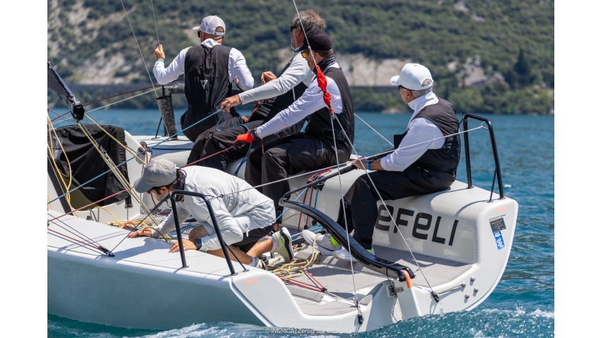 Dario Levi helming FREMITO d*ARIA ITA673 - Melges 24 Italian National Championship 2026 - Melges 24 European Sailing Series 2026 - Fraglia Vela Riva, Riva del Garda, Italy