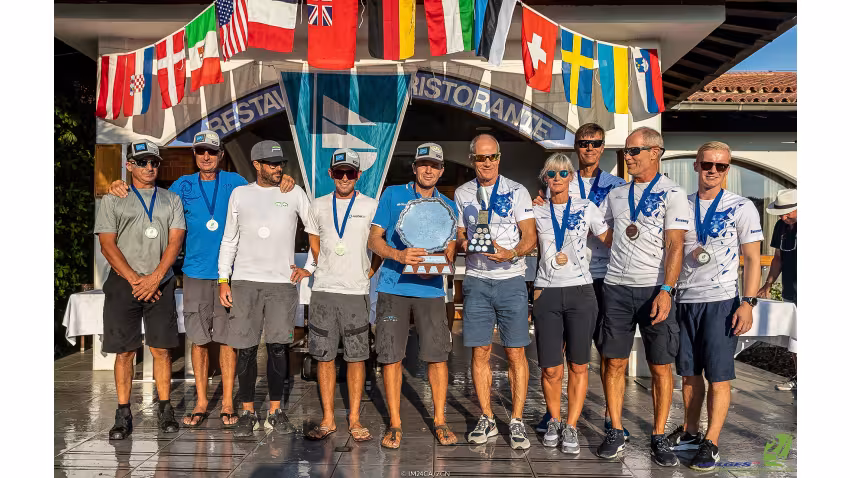 Altea team by Andrea Racchelli (ITA) with the Giorgio Zuccoli Trophy and Lenny team by Tõnu Tõniste (EST) with the Menno Meyer Corinthian European Trophy - Melges 24 European Championship 2021 - Portoroz, Slovenia