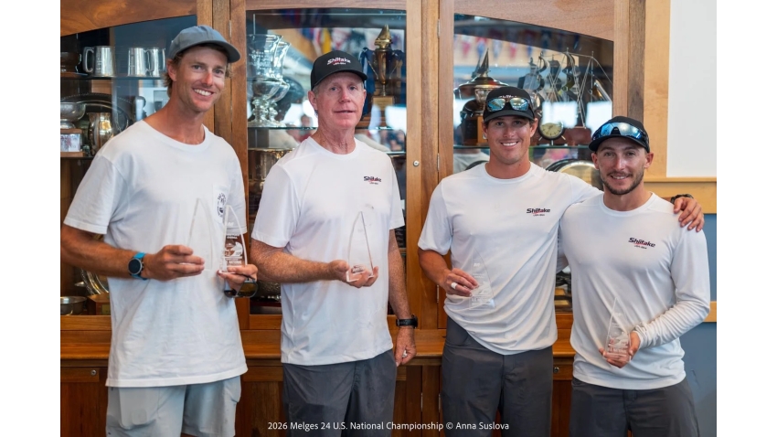 SHIITAKE team (USA864) by Peter Duncan with Filippo Amonti,  Victor Diaz-de-Leon, Greiner Hobbs, Will Ryan, Reed Baldridge - Melges 24 US Nationals 2026